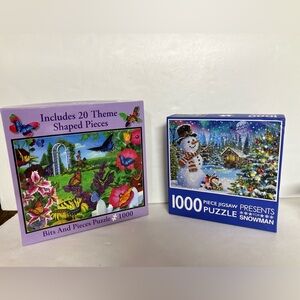 “Presents for Snowman” & “Bits & Pieces” 2-Set Puzzles, 1000 Pieces Each